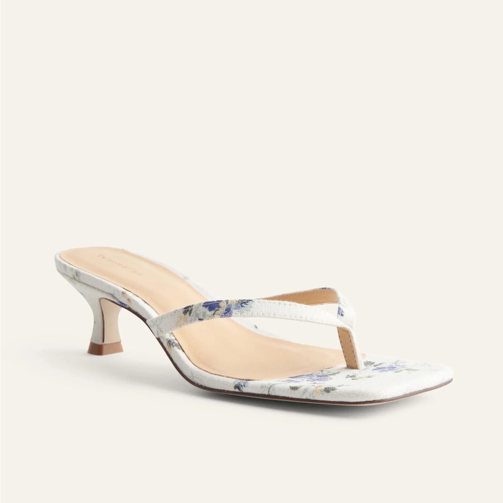 Reformation Simonetta Square Toe Kitten Heel Thong Sandal
